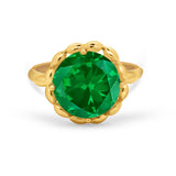 Large Stone Cocktail Ring Art Deco Simulated Cubic Zirconia 925 Sterling Silver