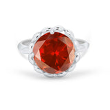 Large Stone Cocktail Ring Art Deco Simulated Cubic Zirconia 925 Sterling Silver