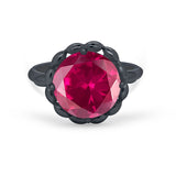 Large Stone Cocktail Ring Art Deco Simulated Cubic Zirconia 925 Sterling Silver