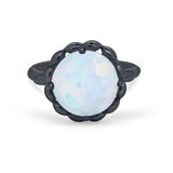 Large Stone Cocktail Ring Art Deco Simulated Cubic Zirconia 925 Sterling Silver