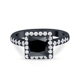 Halo Princess Cut Wedding Ring Simulated Cubic Zirconia 925 Sterling Silver