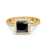 Halo Princess Cut Wedding Ring Simulated Cubic Zirconia 925 Sterling Silver