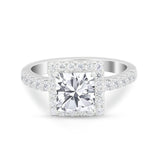 Halo Princess Cut Wedding Ring Simulated Cubic Zirconia 925 Sterling Silver
