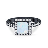Halo Princess Cut Wedding Ring Simulated Cubic Zirconia 925 Sterling Silver