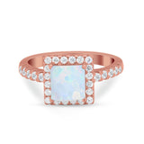 Halo Princess Cut Wedding Ring Simulated Cubic Zirconia 925 Sterling Silver