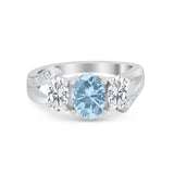 3 Stone Oval Wedding Ring Simulated Cubic Zirconia 925 Sterling Silver