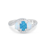 3-Stone Swirl Wedding Ring Round Simulated Cubic Zirconia 925 Sterling Silver