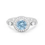 Halo Engagement Ring Simulated Cubic Zirconia 925 Sterling Silver