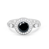 Halo Engagement Ring Simulated Cubic Zirconia 925 Sterling Silver
