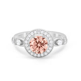 Halo Engagement Ring Simulated Cubic Zirconia 925 Sterling Silver