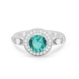 Halo Engagement Ring Simulated Cubic Zirconia 925 Sterling Silver