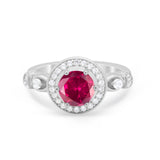 Halo Engagement Ring Simulated Cubic Zirconia 925 Sterling Silver