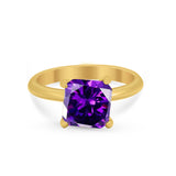 Solitaire Cushion Cut Engagement Ring Simulated Cubic Zirconia 925 Sterling Silver Cushion Cut Ring