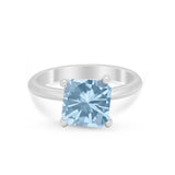 Solitaire Cushion Cut Engagement Ring Simulated Cubic Zirconia 925 Sterling Silver Cushion Cut Ring