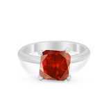 Solitaire Cushion Cut Engagement Ring Simulated Cubic Zirconia 925 Sterling Silver Cushion Cut Ring