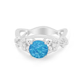 Art Deco Plumeria Flower Infinity Shank Engagement Ring Simulated Cubic Zirconia 925 Sterling Silver
