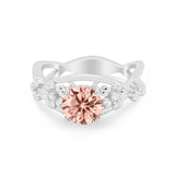 Art Deco Plumeria Flower Infinity Shank Engagement Ring Simulated Cubic Zirconia 925 Sterling Silver