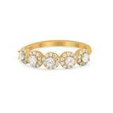 Half Eternity Band Round Cubic Zirconia 925 Sterling Silver 5-Stone Halo