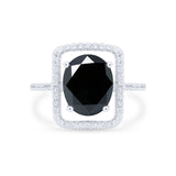 Halo Oval Simulated Cubic Zirconia 925 Sterling Silver Engagement Ring