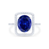 Halo Oval Simulated Cubic Zirconia 925 Sterling Silver Engagement Ring