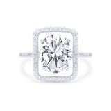 Halo Oval Simulated Cubic Zirconia 925 Sterling Silver Engagement Ring