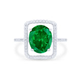 Halo Oval Simulated Cubic Zirconia 925 Sterling Silver Engagement Ring
