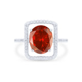Halo Oval Simulated Cubic Zirconia 925 Sterling Silver Engagement Ring