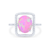 Halo Oval Simulated Cubic Zirconia 925 Sterling Silver Engagement Ring
