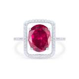 Halo Oval Simulated Cubic Zirconia 925 Sterling Silver Engagement Ring