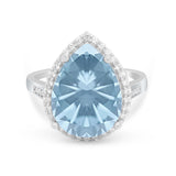 Teardrop Cocktail Engagement Ring Pear Simulated Cubic Zirconia 925 Sterling Silver