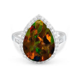 Teardrop Cocktail Engagement Ring Pear Simulated Cubic Zirconia 925 Sterling Silver