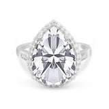 Teardrop Cocktail Engagement Ring Pear Simulated Cubic Zirconia 925 Sterling Silver