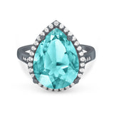 Teardrop Cocktail Engagement Ring Pear Simulated Cubic Zirconia 925 Sterling Silver