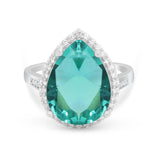 Teardrop Cocktail Engagement Ring Pear Simulated Cubic Zirconia 925 Sterling Silver