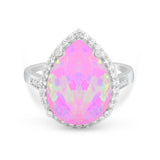 Teardrop Cocktail Engagement Ring Pear Simulated Cubic Zirconia 925 Sterling Silver