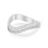 Curved Thumb Half Eternity Rings Round 925 Sterling Silver