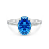 Solitaire Oval Wedding Engagement Ring 925 Sterling Silver