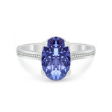 Solitaire Oval Wedding Engagement Ring 925 Sterling Silver