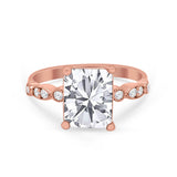 Radiant Cut Shank Simulated Cubic Zirconia 925 Sterling Silver Engagement Ring