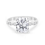Radiant Cut Shank Simulated Cubic Zirconia 925 Sterling Silver Engagement Ring