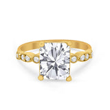 Radiant Cut Shank Simulated Cubic Zirconia 925 Sterling Silver Engagement Ring