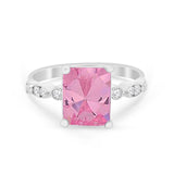 Radiant Cut Shank Simulated Cubic Zirconia 925 Sterling Silver Engagement Ring