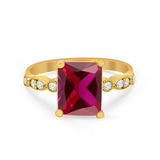 Radiant Cut Shank Simulated Cubic Zirconia 925 Sterling Silver Engagement Ring