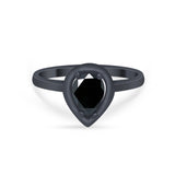 Solitaire Wedding Ring Pear Simulated Cubic Zirconia 925 Sterling Silver