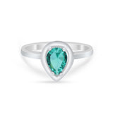 Solitaire Wedding Ring Pear Simulated Cubic Zirconia 925 Sterling Silver