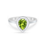 Solitaire Wedding Ring Pear Simulated Cubic Zirconia 925 Sterling Silver