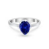 Teardrop Pear Wedding Ring Simulated Cubic Zirconia 925 Sterling Silver
