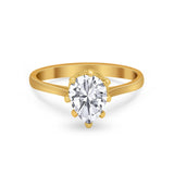 Teardrop Pear Wedding Ring Simulated Cubic Zirconia 925 Sterling Silver