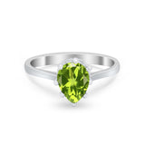Teardrop Pear Wedding Ring Simulated Cubic Zirconia 925 Sterling Silver