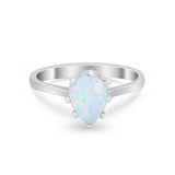 Teardrop Pear Wedding Ring Simulated Cubic Zirconia 925 Sterling Silver